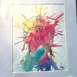 Vibrant Multicolor Art Print Watercolor Ganesha Art Wall Decor 8x10 print